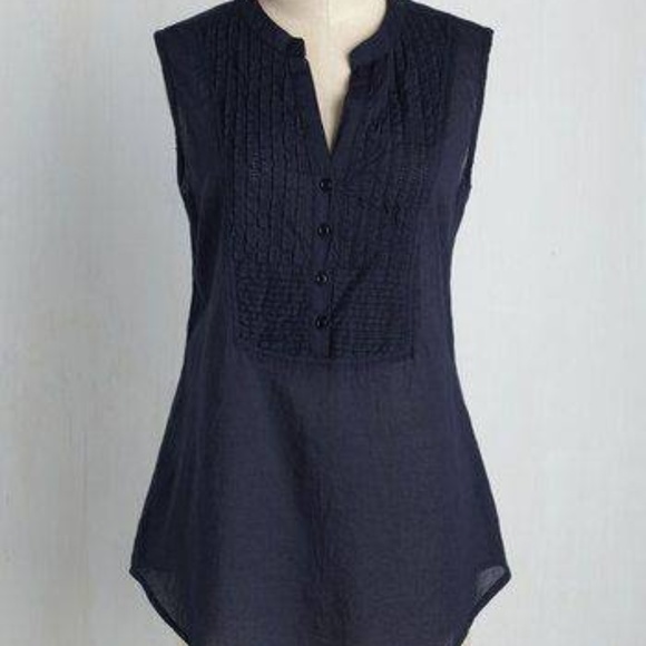 Modcloth Tops - Modcloth On Your Roam Time Cotton Tunic in navy XS